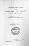 Fifty-Sixth Annual Register of the National University Law School, 1924-1925 by National University