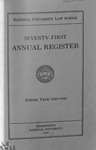 National University Law School Seventy-First Annual Register, 1939-1940 by National University