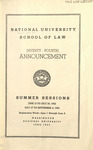 National University School of Law Seventy-Fourth Announcement, Summer 1942